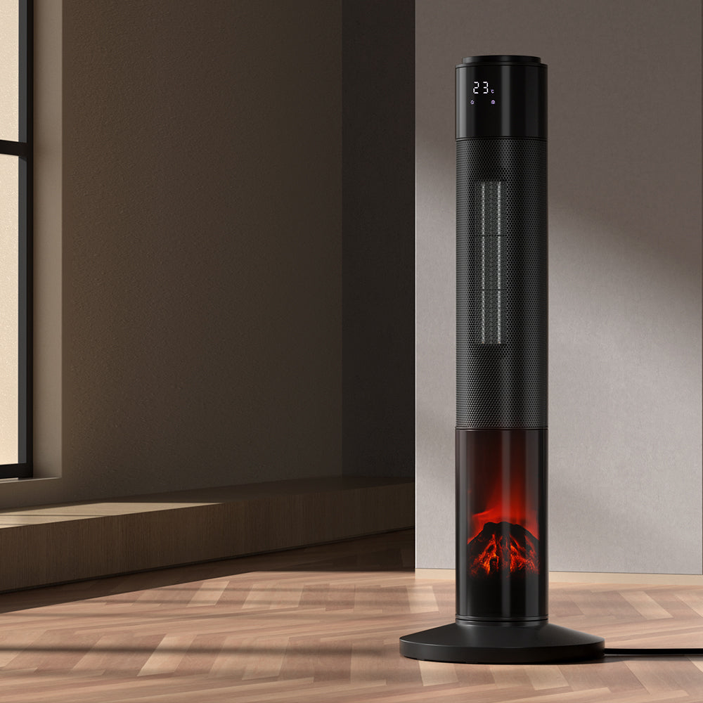 Electric Ceramic Tower Heater 3D Flame Oscillating Remote Control 2000W Heaters Fast shipping On sale
