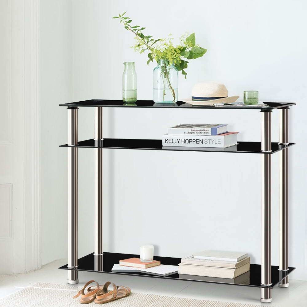 Entry Hall Console Table - Black & Silver Fast shipping On sale