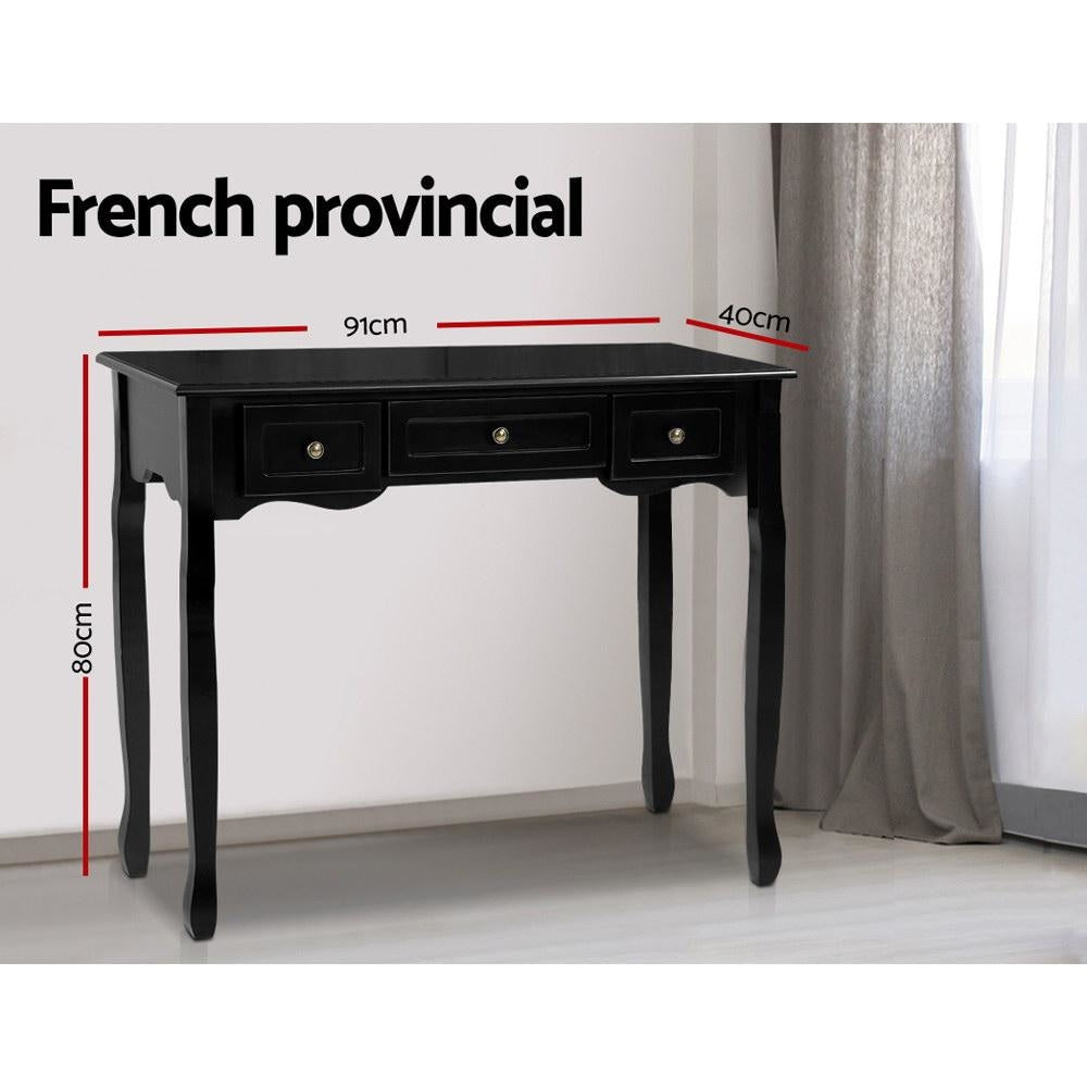 Hallway Console Table Hall Side Dressing Entry Display 3 Drawers Black