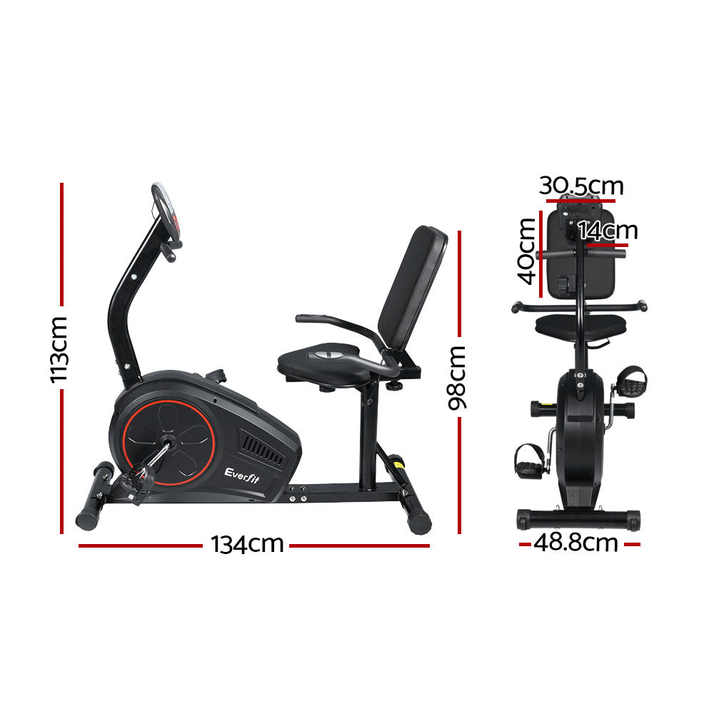 Magnetic Recumbent Exercise Bike Fitness Trainer Home Gym Equipment Black