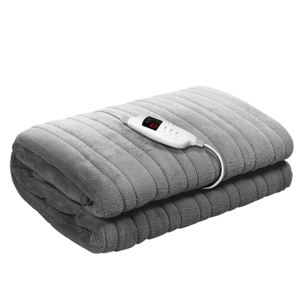 Bedding Heated Electric Throw Rug Fleece Sunggle Blanket Washable Silver Fast shipping On sale
