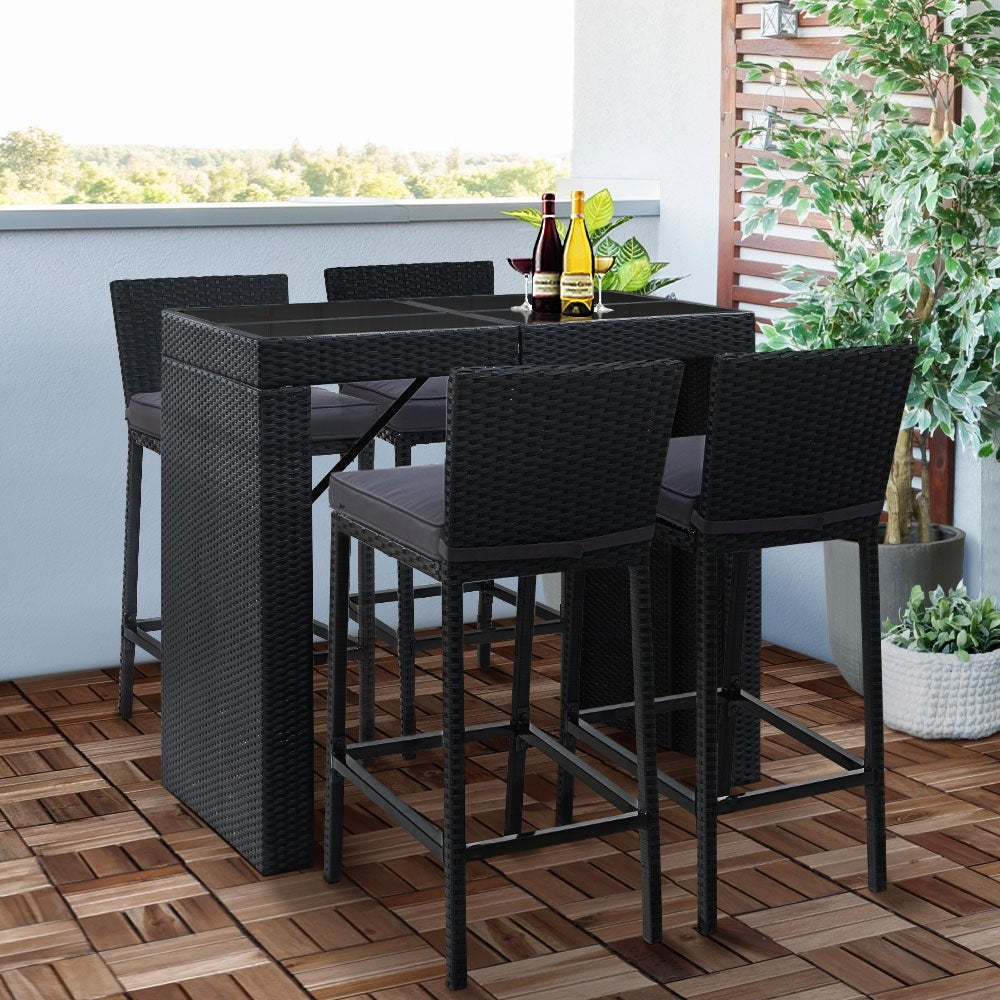 Outdoor Bar Set Table Chairs Stools Rattan Patio Furniture 4 Seaters Sets Fast shipping On sale