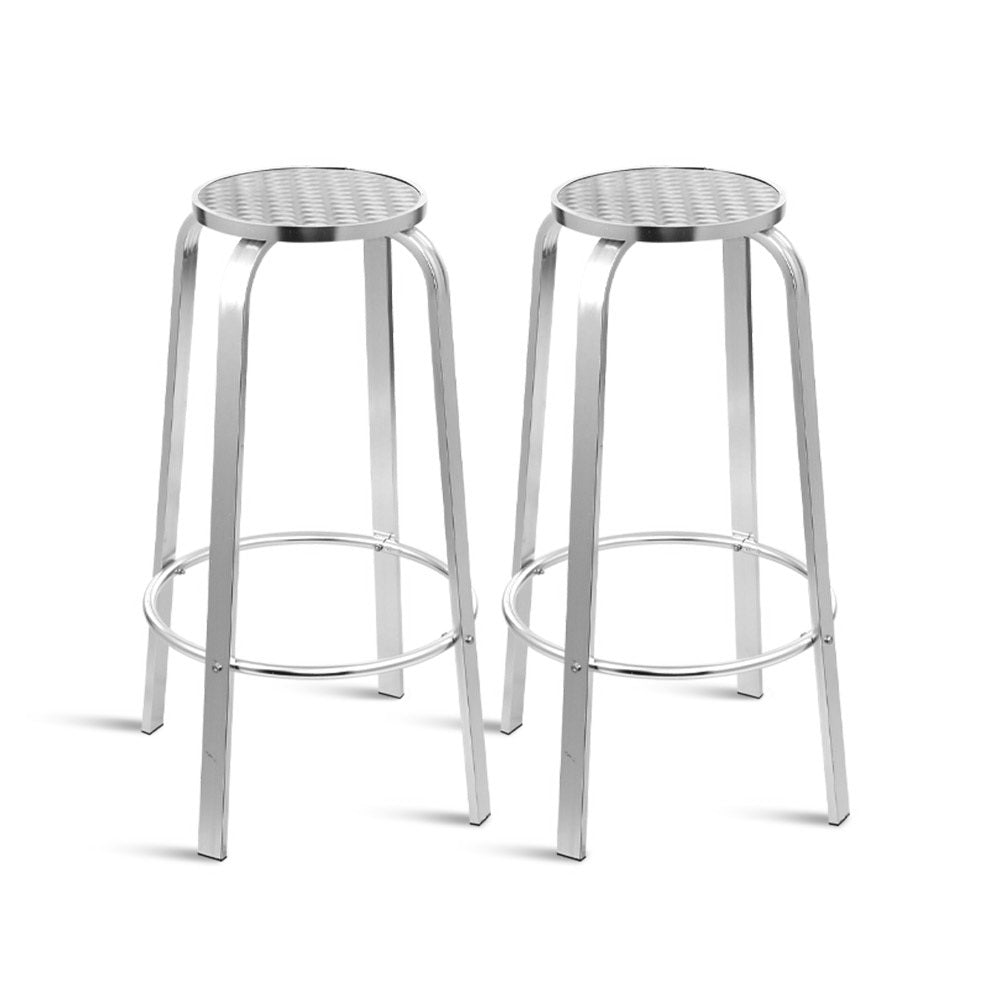 Set of 2 Outdoor Bar Stools Patio Furniture Indoor Bistro Kitchen Aluminum Stool Fast shipping On sale