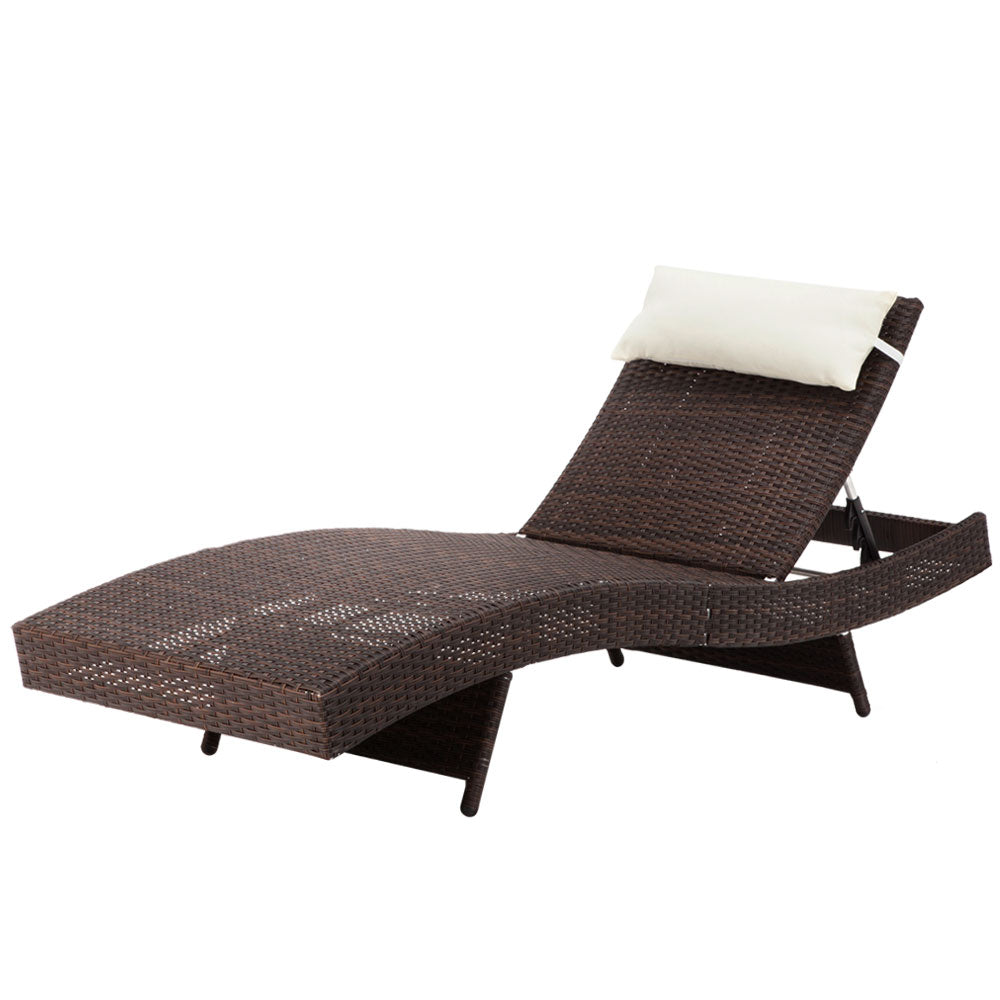 Outdoor Wicker Sun Lounge - Brown Furniture Fast shipping On sale