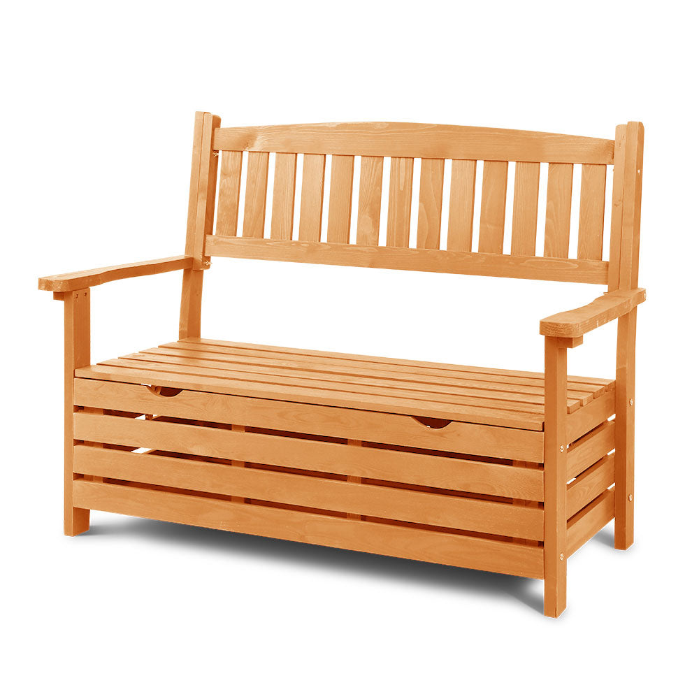 Outdoor Storage Bench Box Wooden Garden Chair 2 Seat Timber Furniture Fast shipping On sale