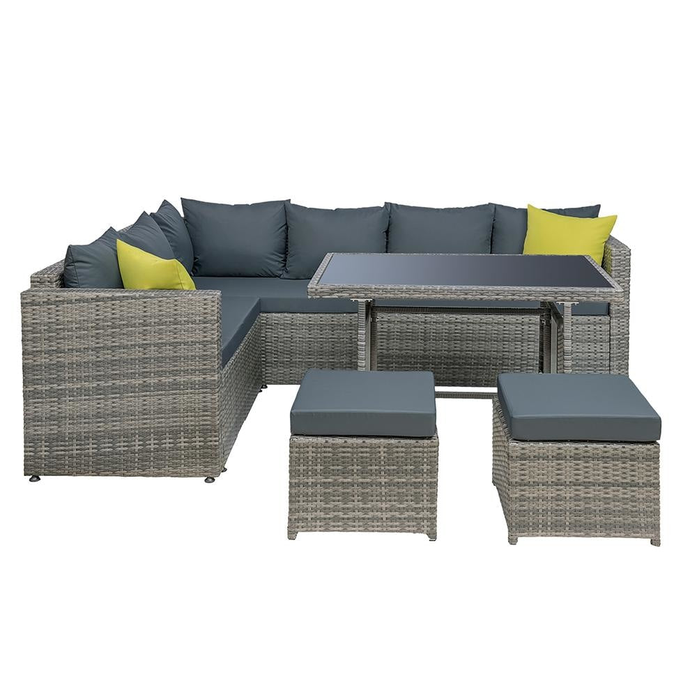 Outdoor Furniture Patio Set Dining Sofa Table Chair Lounge Garden Wicker Grey Sets Fast shipping On sale