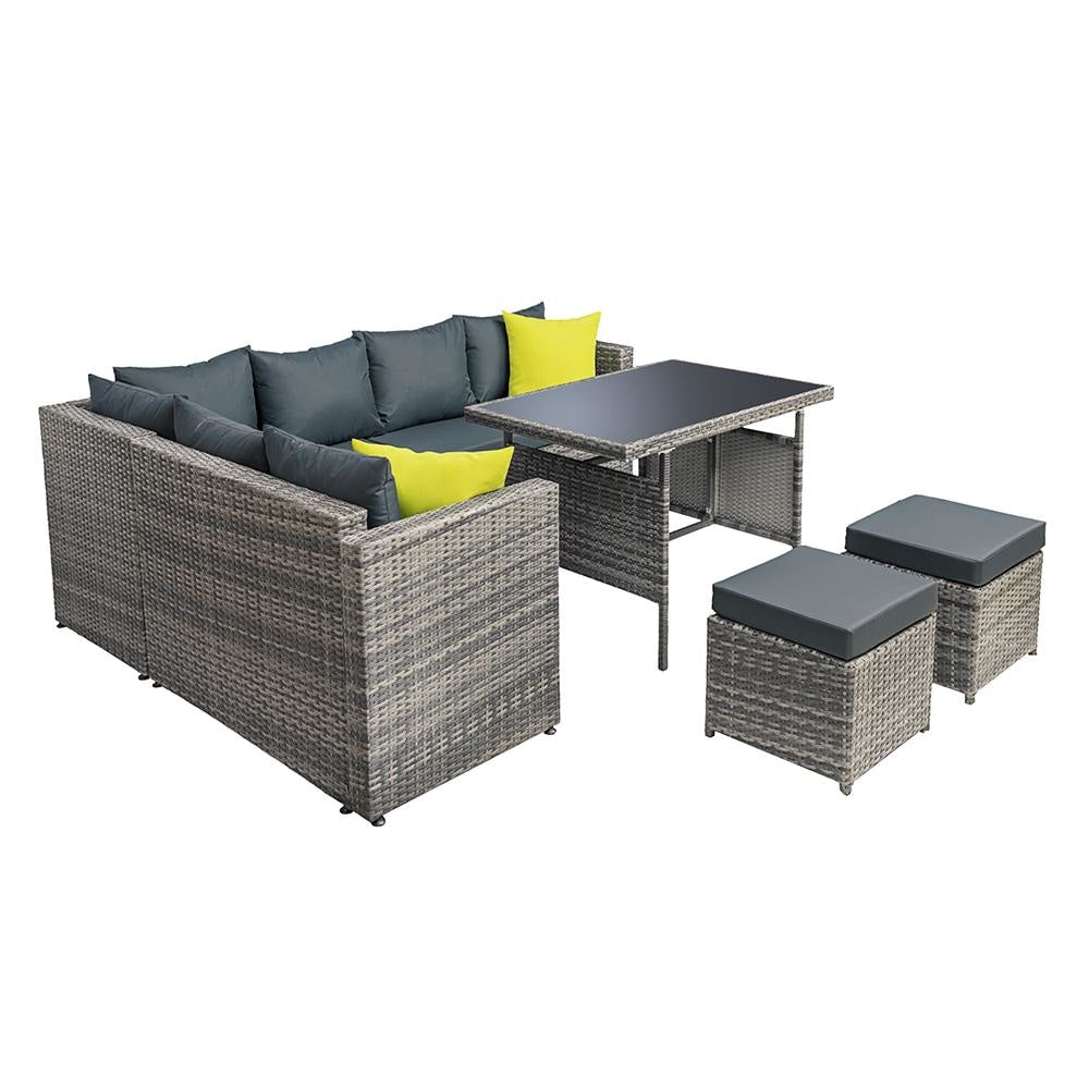 Outdoor Furniture Patio Set Dining Sofa Table Chair Lounge Garden Wicker Grey Sets Fast shipping On sale