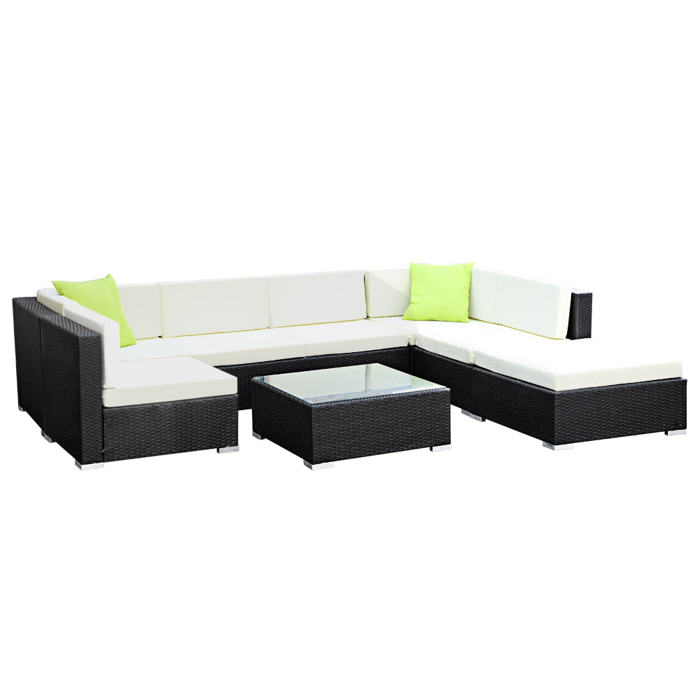 8PC Sofa Set with Storage Cover Outdoor Furniture Wicker