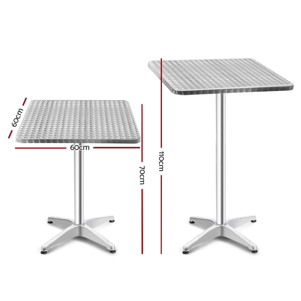 Bar Table Outdoor Furniture Adjustable Aluminium Pub Cafe Indoor Square Gardeon Fast shipping On sale