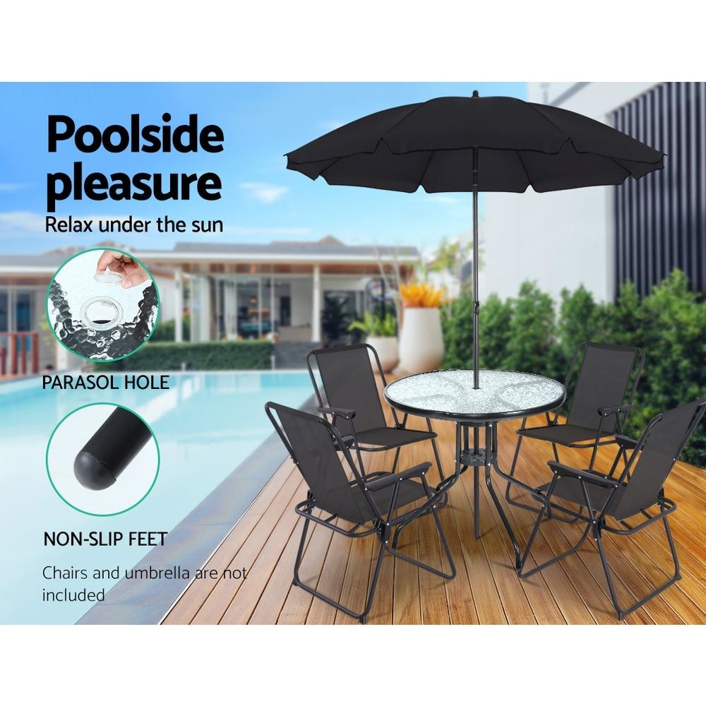 Outdoor Dining Table Bar Setting Steel Glass 70CM Furniture Fast shipping On sale