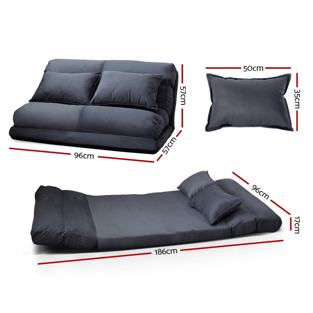 Lounge Sofa Bed Floor Recliner Chaise Chair Folding Adjustable Suede Fast shipping On sale