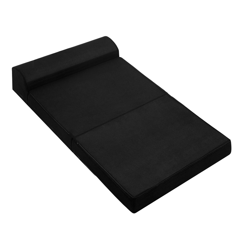 Bedding Folding Foam Mattress Portable Double Sofa Bed Mat Air Mesh Fabric Black