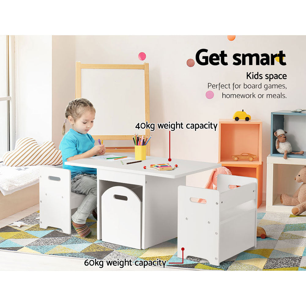 Kids Multi-function Table and Chair Hidden Storage Box Toy Activity Desk