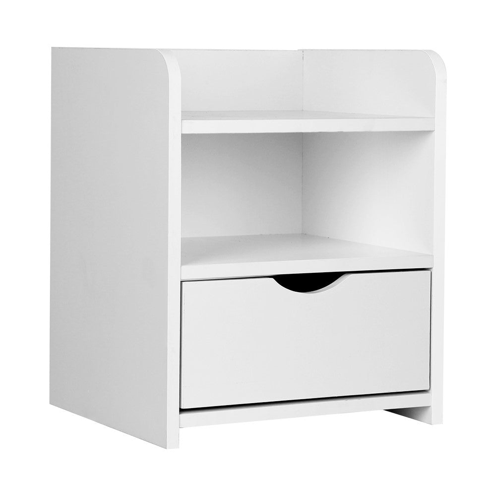 Modern Open Shelf NightStand Bedside Side Table W/ Drawer - White Fast shipping On sale
