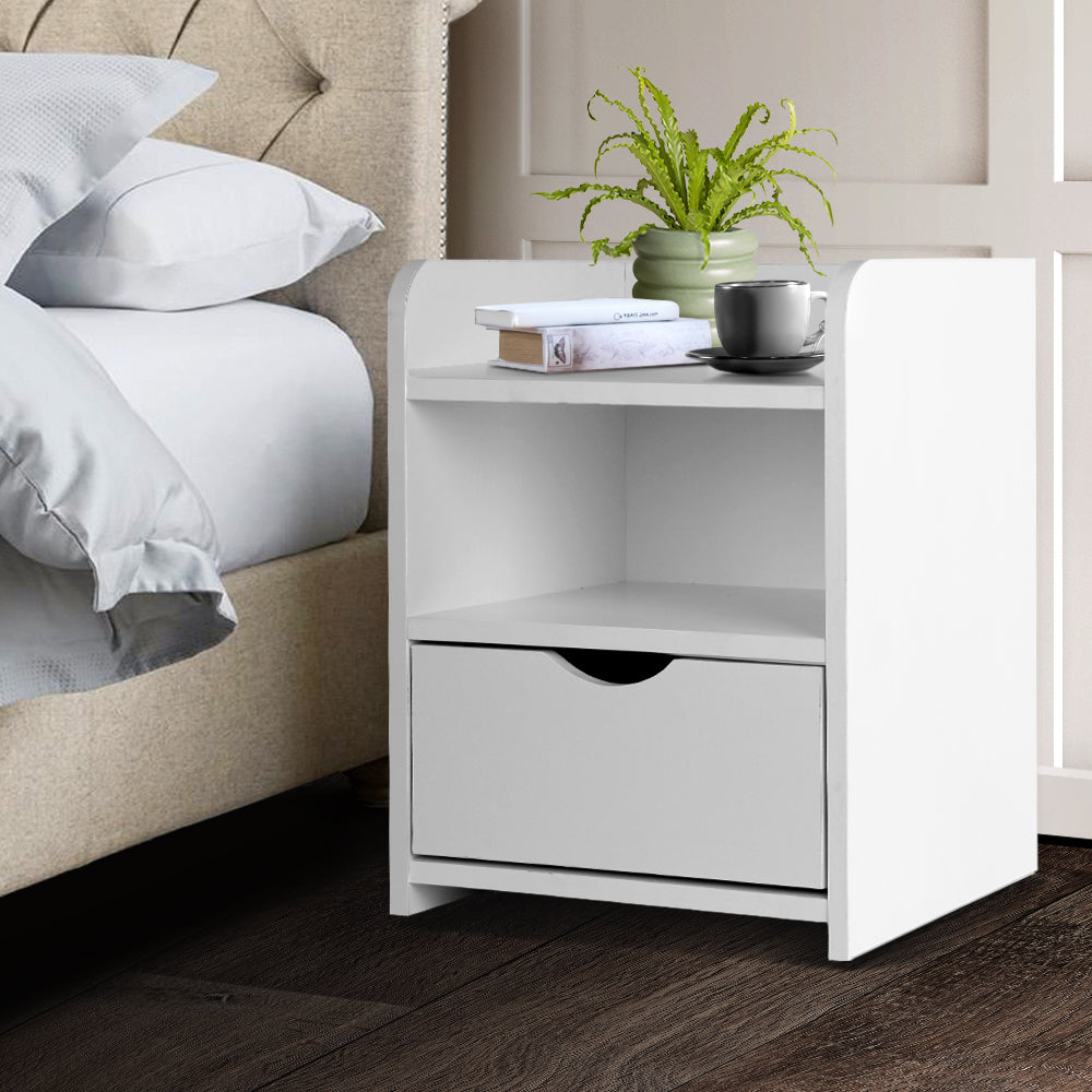 Modern Open Shelf NightStand Bedside Side Table W/ Drawer - White Fast shipping On sale