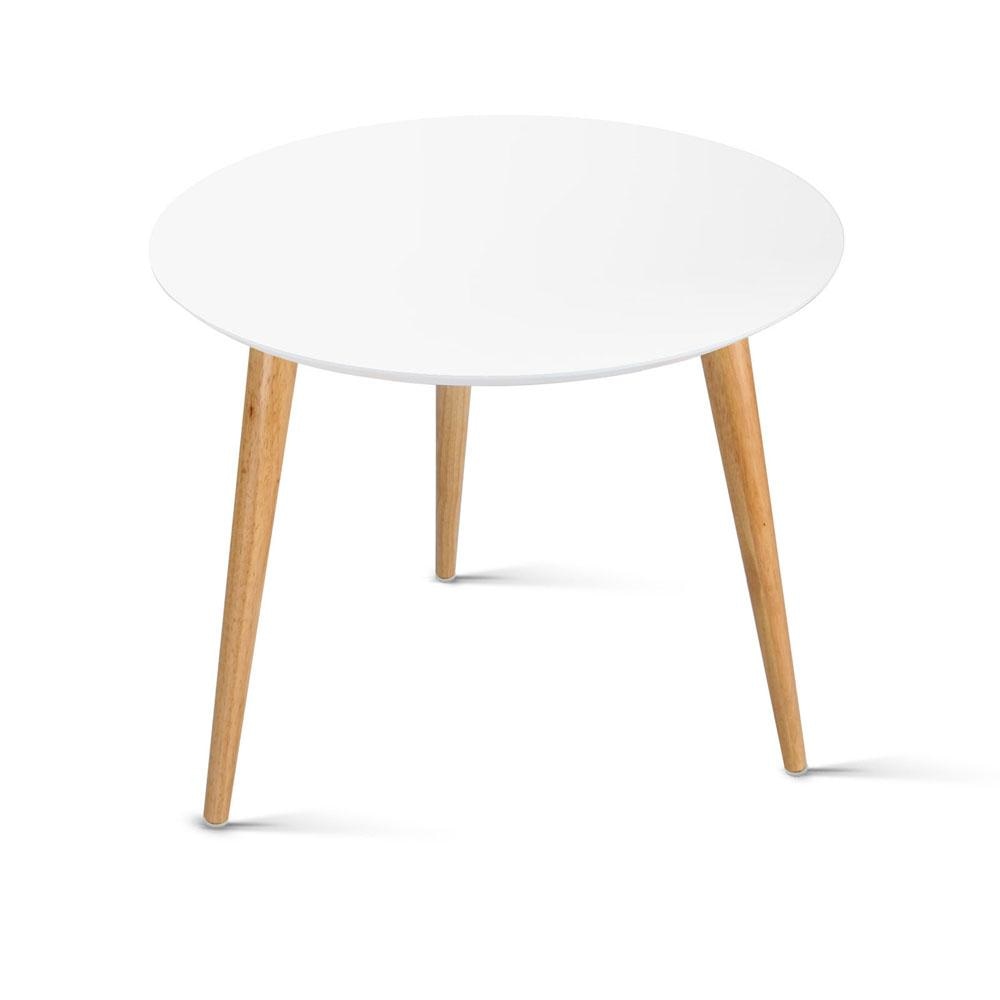 Round Wooden Scandinavian Side End Lamp Table - White Bedside Fast shipping On sale