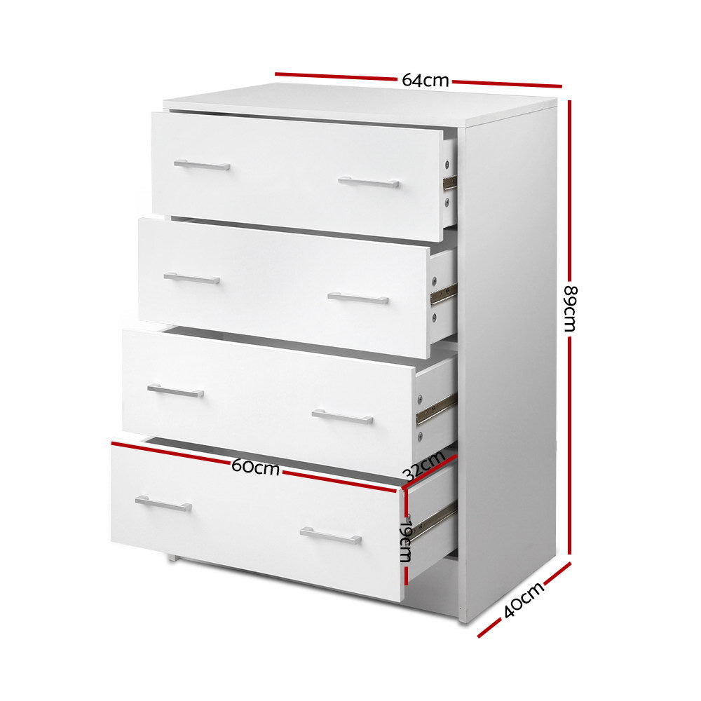 Tallboy 4 Drawers Storage Cabinet - White Chest Of Fast shipping On sale