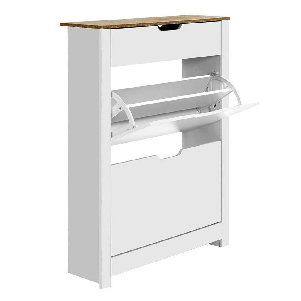 Shoe Cabinet Rack Storage Organiser Cupboard Shelf Drawer 16 Pairs White Fast shipping On sale
