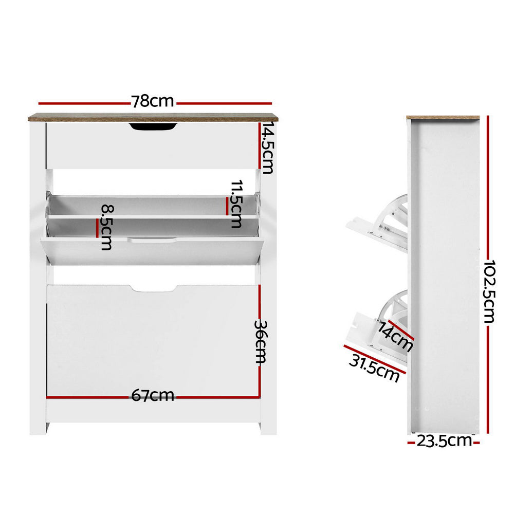 Shoe Cabinet Rack Storage Organiser Cupboard Shelf Drawer 16 Pairs White Fast shipping On sale