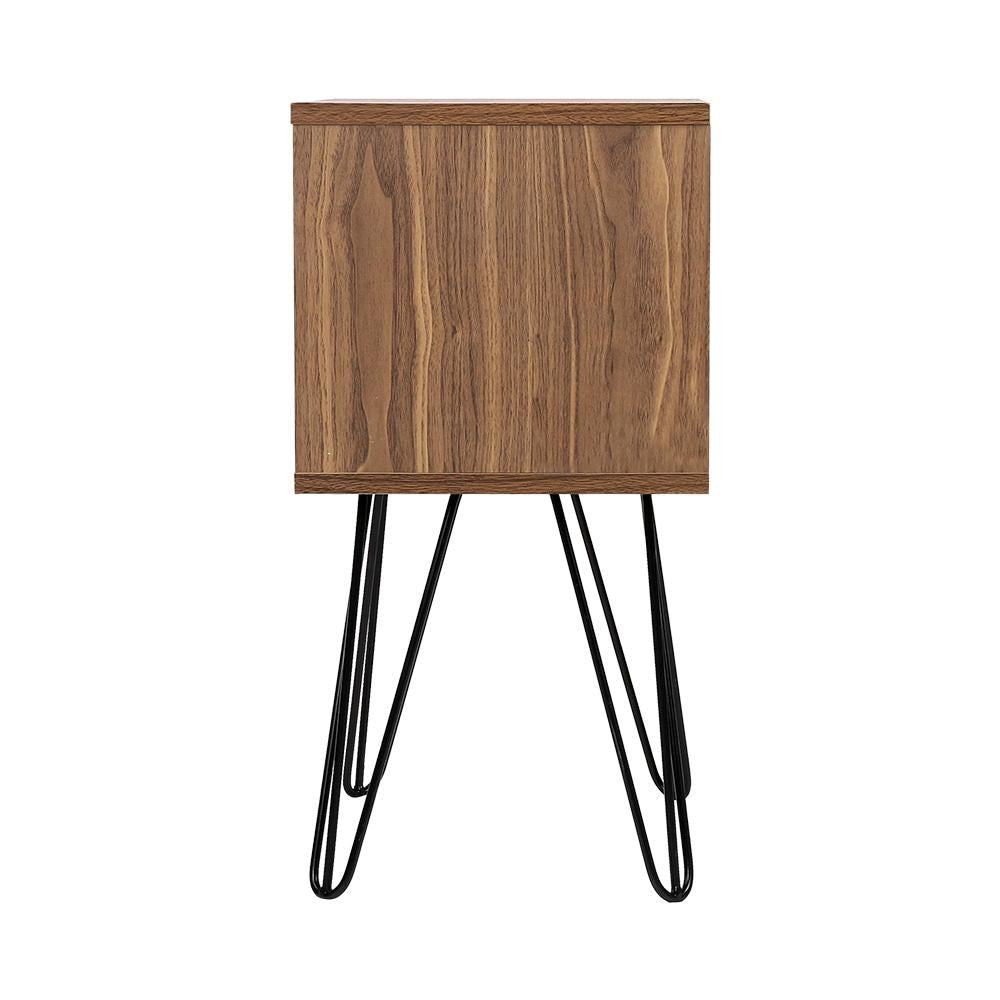 Bedside Table with Drawer - Grey & Walnut Fast shipping On sale