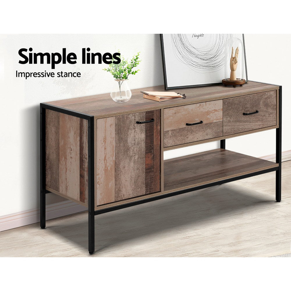 TV Stand Entertainment Unit Storage Cabinet Industrial Rustic Wooden 120cm Fast shipping On sale