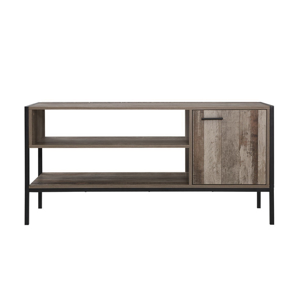 TV Cabinet Entertainment Unit Stand Storage Wood Industrial Rustic 124cm
