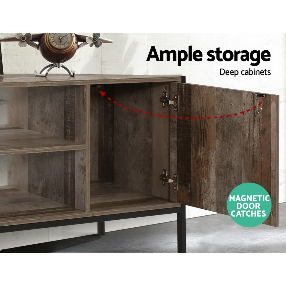 TV Cabinet Entertainment Unit Stand Storage Wood Industrial Rustic 124cm Fast shipping On sale
