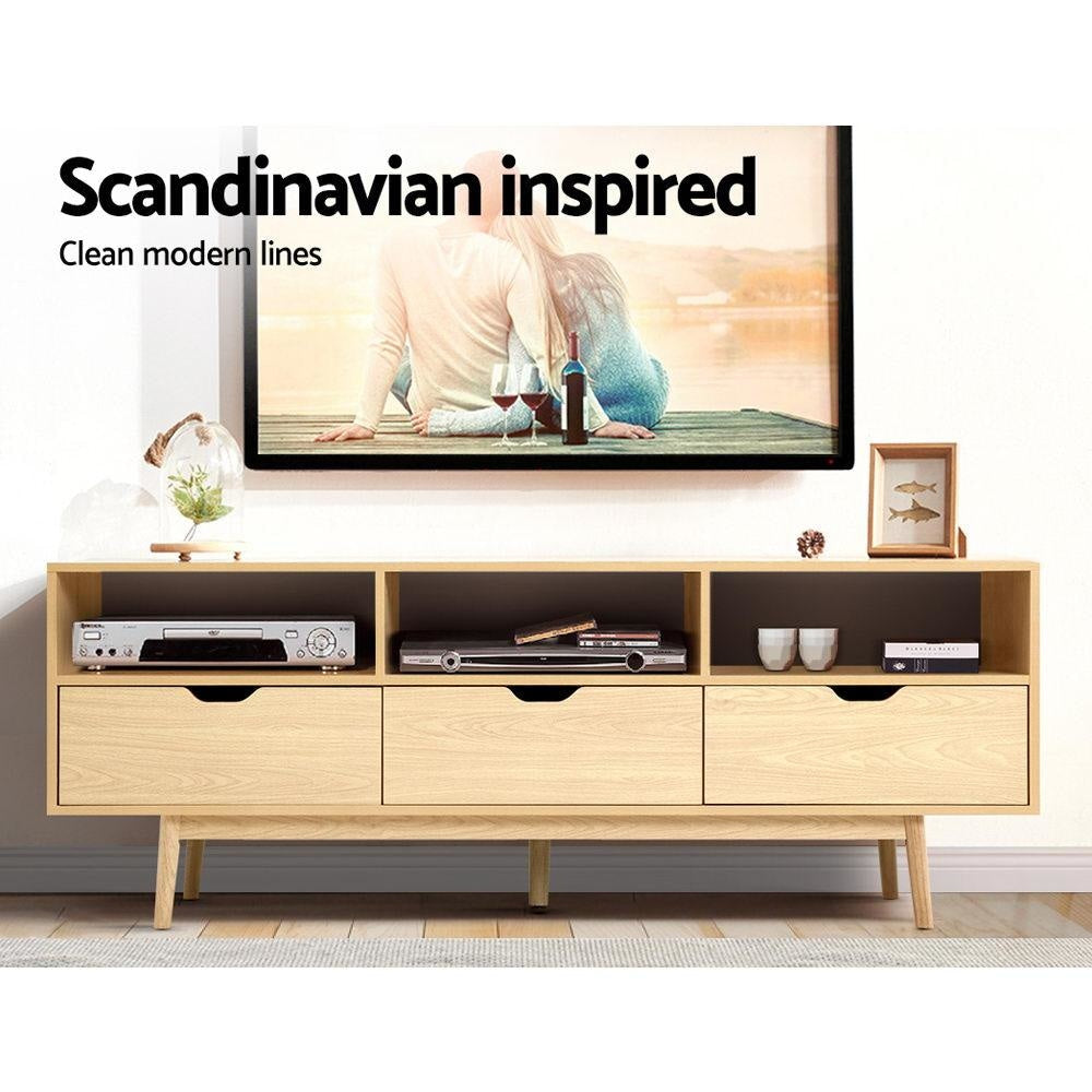 Wooden Scandinavian Entertainment Unit - Natural