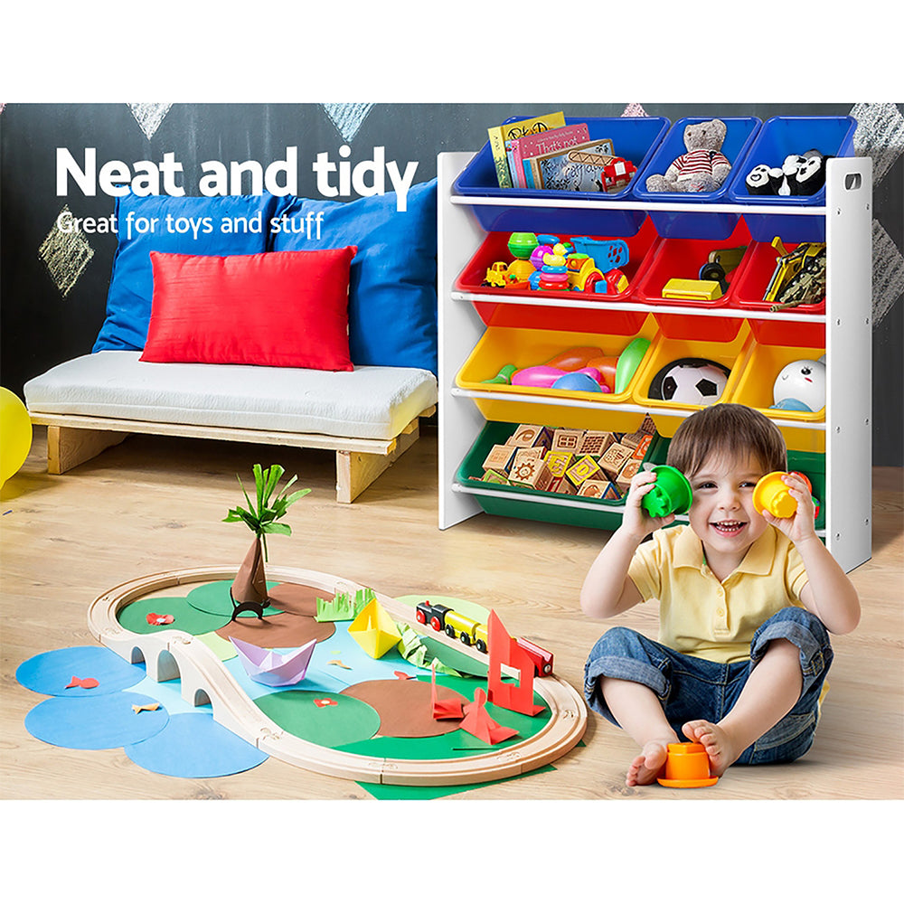 12 Plastic Bins Kids Toy Organiser Box Bookshelf Storage Children Rack Furniture Fast shipping On sale