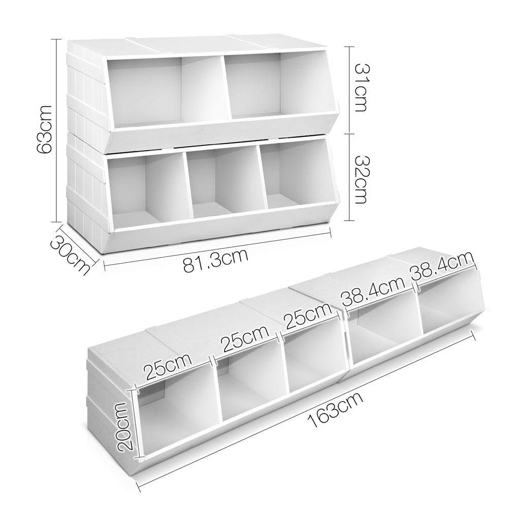 Kids Toy Box Stackable Bookshelf Storage Organiser Bookcase Shelf