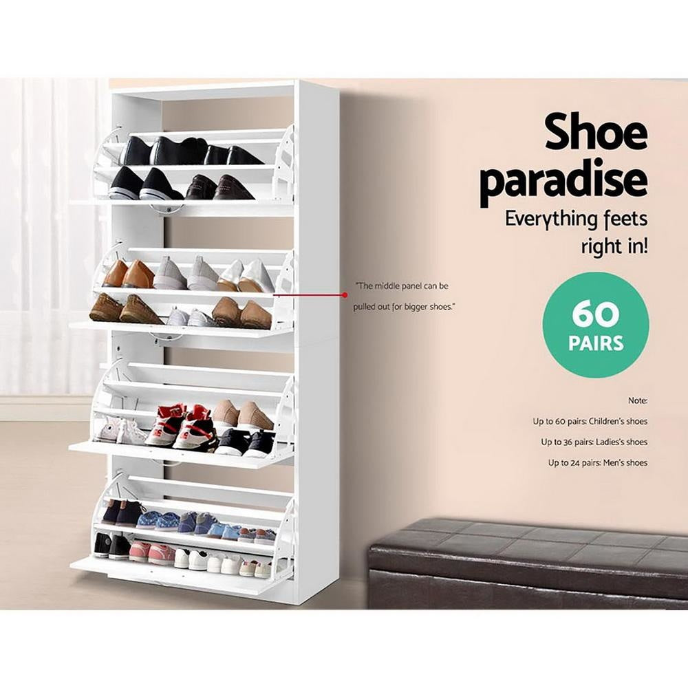 60 Pairs Shoe Cabinet Shoes Rack Storage Organiser Shelf Cupboard Drawer