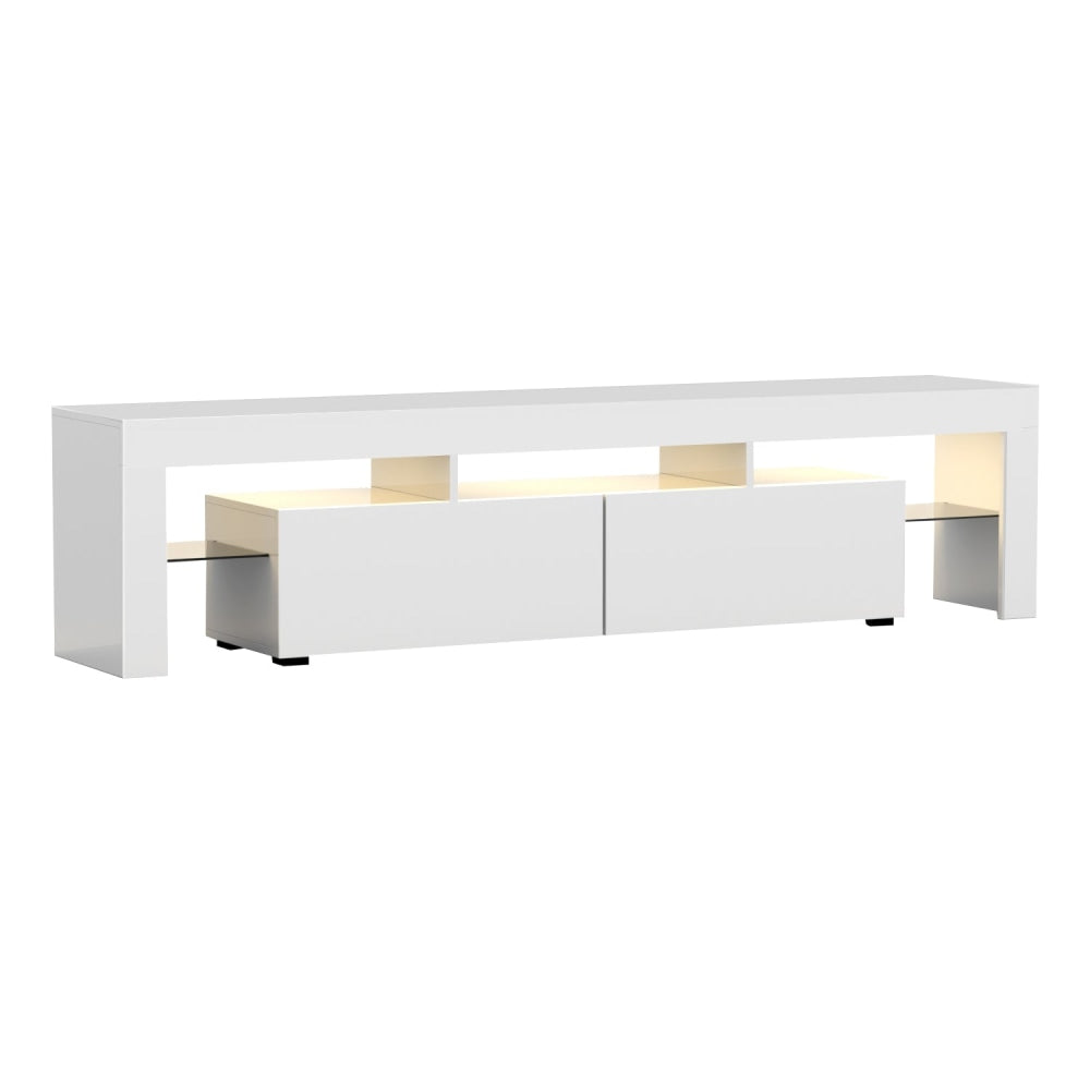 189cm RGB LED TV Stand Cabinet Entertainment Unit Gloss Furniture Drawers Tempered Glass Shelf White Fast shipping On sale