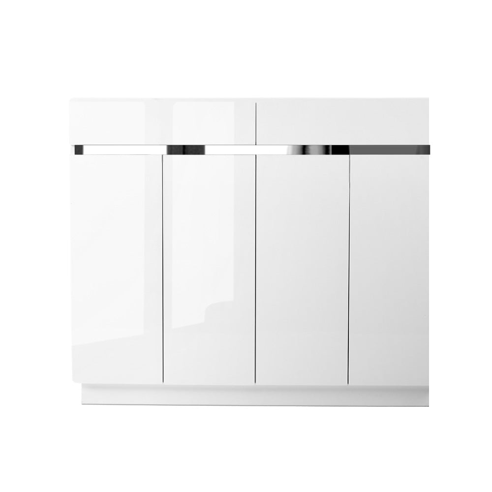 120cm Shoe Cabinet Shoes Storage Rack High Gloss Cupboard White Drawers