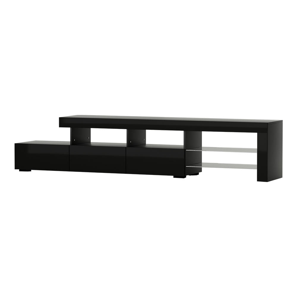 TV Cabinet Entertainment Unit Stand RGB LED Gloss Furniture 215cm Black Fast shipping On sale