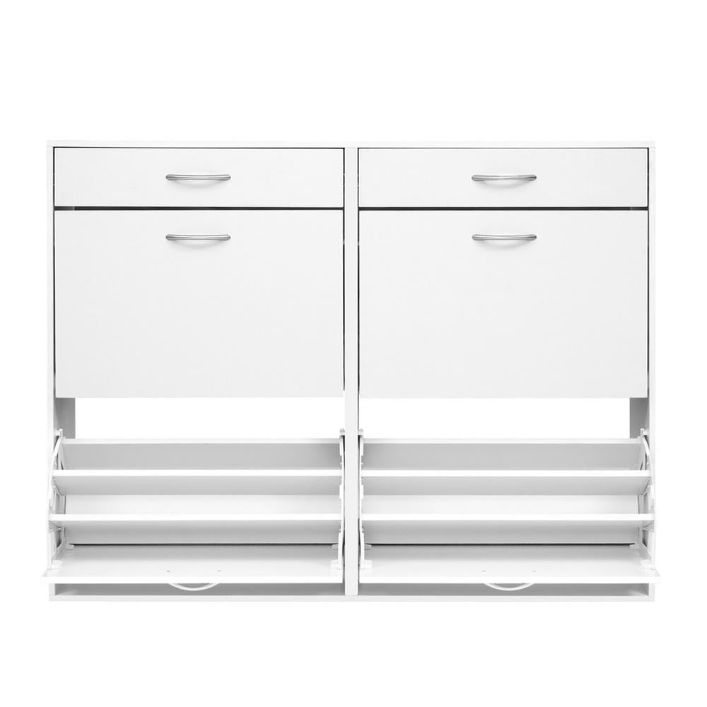 36 Pairs Shoe Cabinet Rack Organisers Storage Shelf Drawer Cupboard White