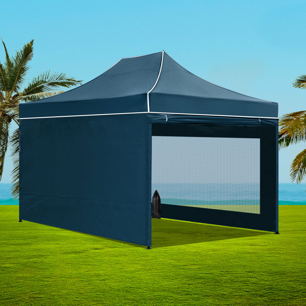 Gazebo Pop Up Marquee 3x4.5 Folding Wedding Tent Gazebos Shade Navy Outdoor Furniture Fast shipping On sale