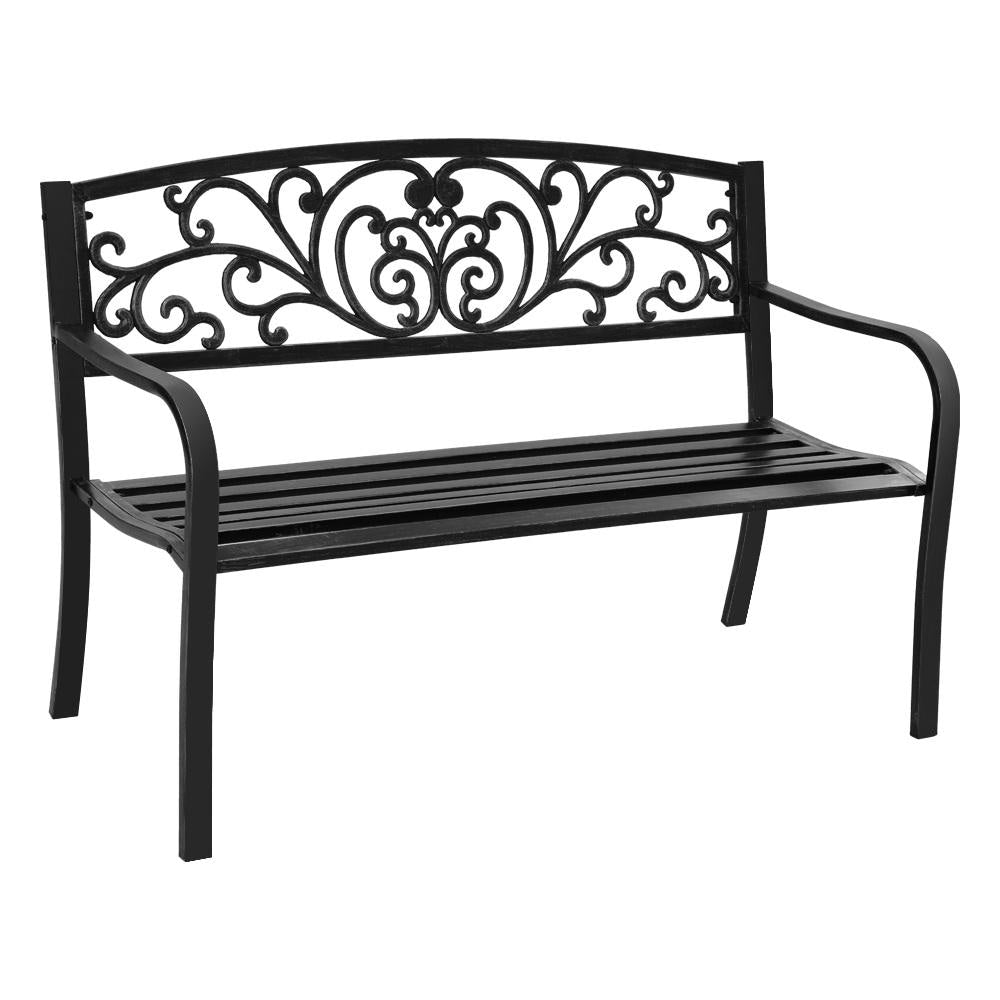 Outdoor Vintage Victorian Insipired Design Garden Bench Relaxing Chair - Black