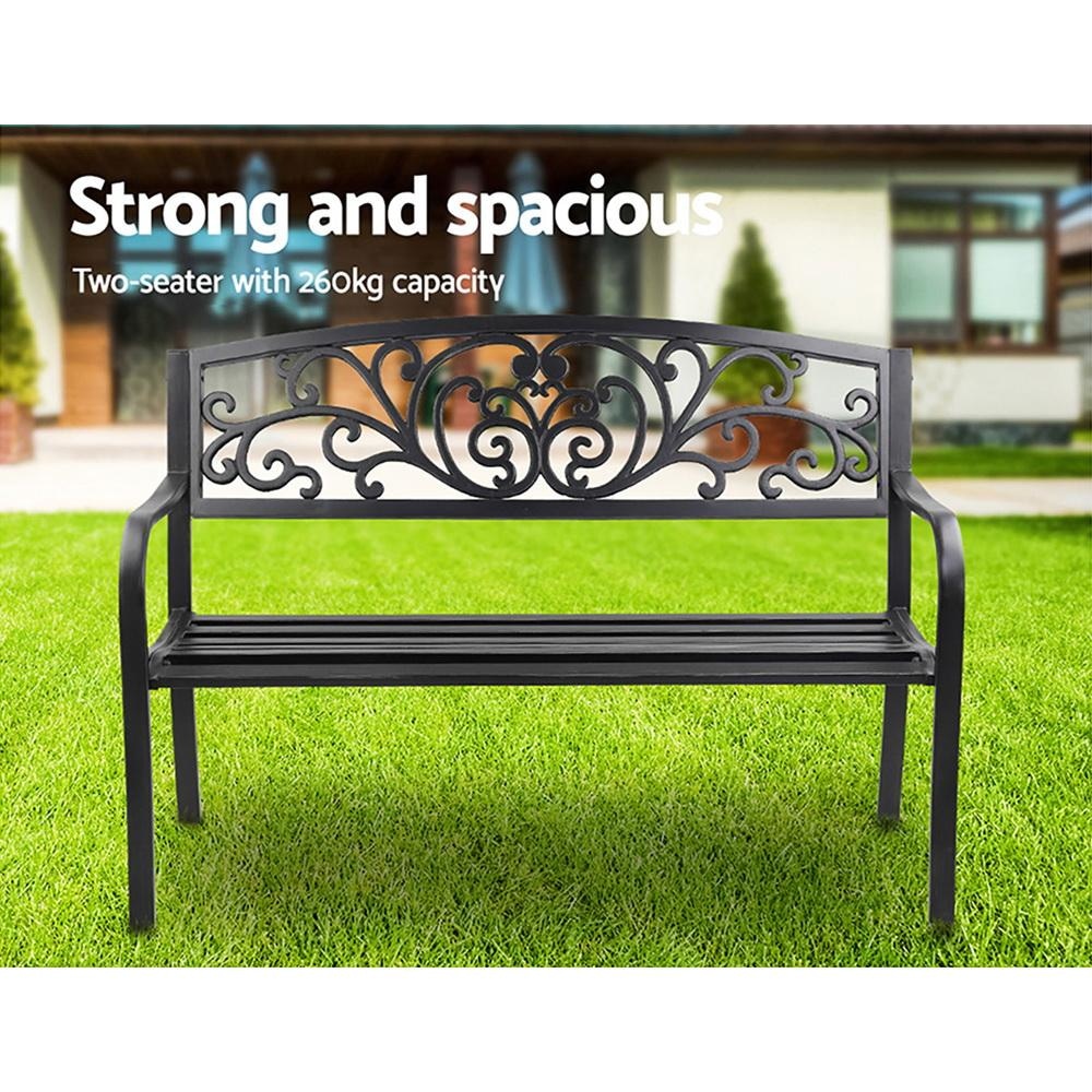 Outdoor Vintage Victorian Insipired Design Garden Bench Relaxing Chair - Black