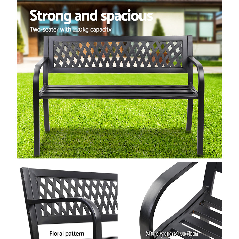 Steel Modern Garden Bench - Black