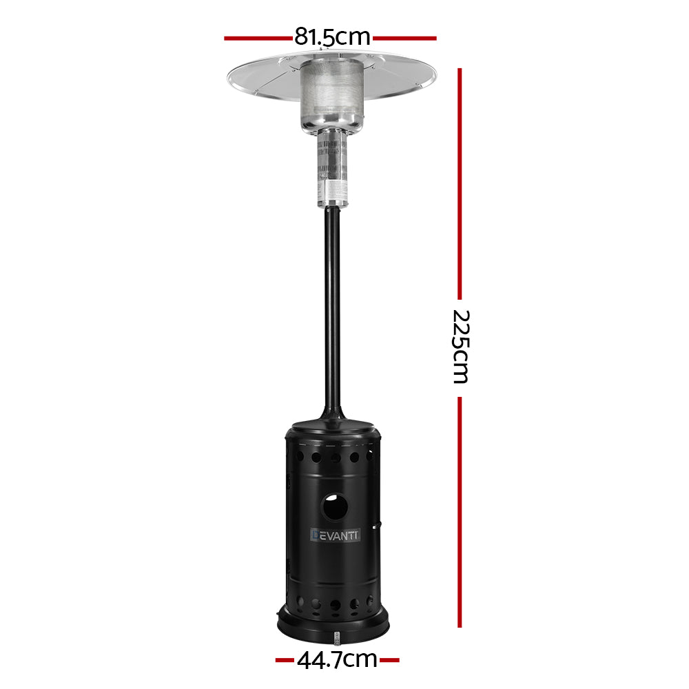 Devanti Portable Gas Patio Heater - Black and Silver Heaters Fast shipping On sale