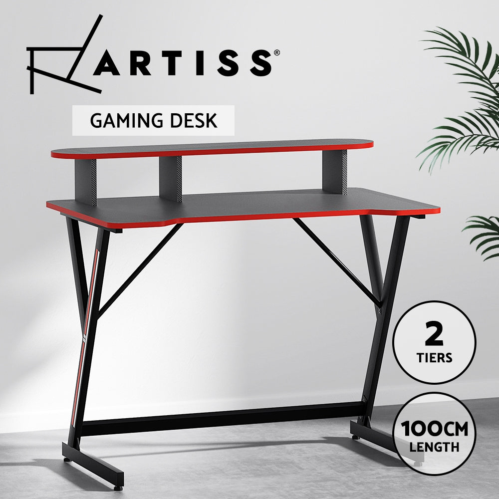 Gaming Desk Computer Desks Table 2-Tiers Storage Study Home Ofiice 100CM Office Fast shipping On sale