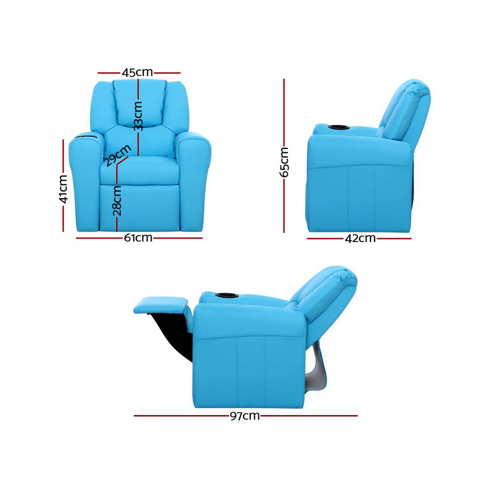 Kids Recliner Chair Blue PU Leather Sofa Lounge Couch Children Armchair Furniture Fast shipping On sale