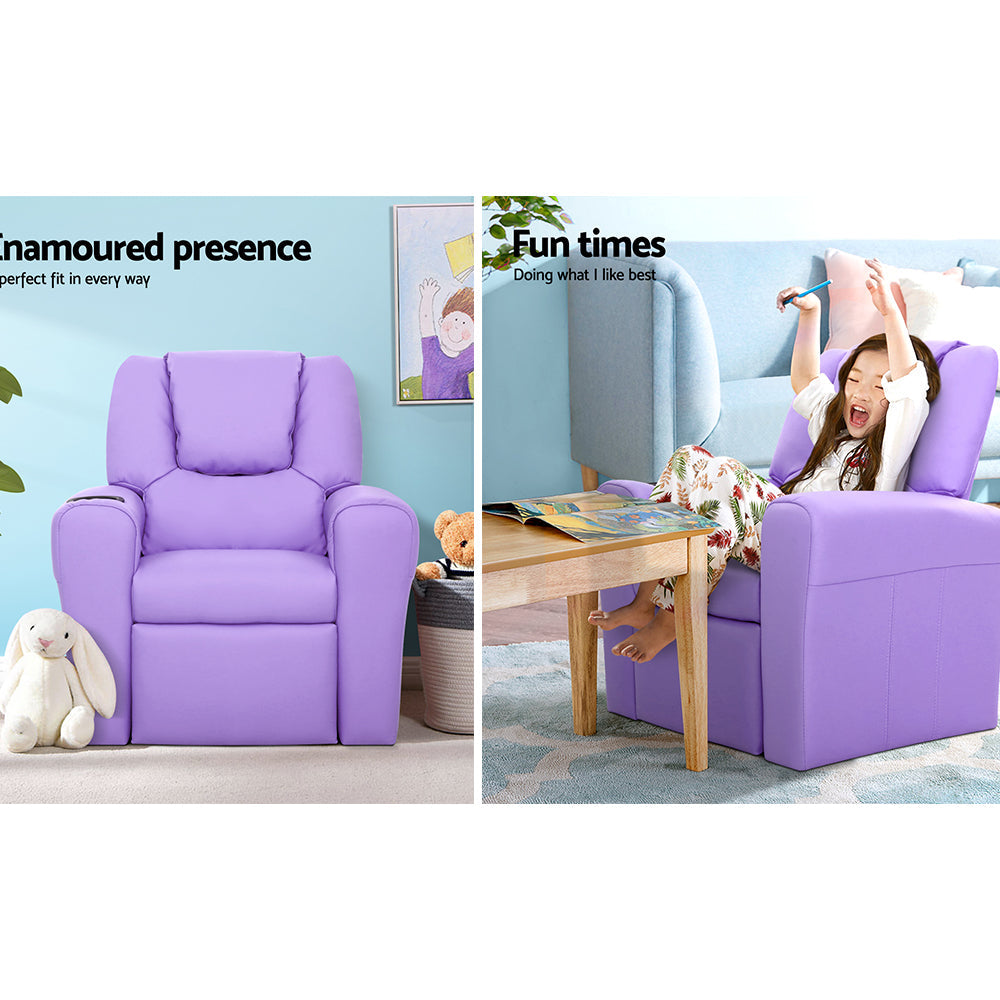 Kids Recliner Chair Purple PU Leather Sofa Lounge Couch Children Armchair Furniture Fast shipping On sale