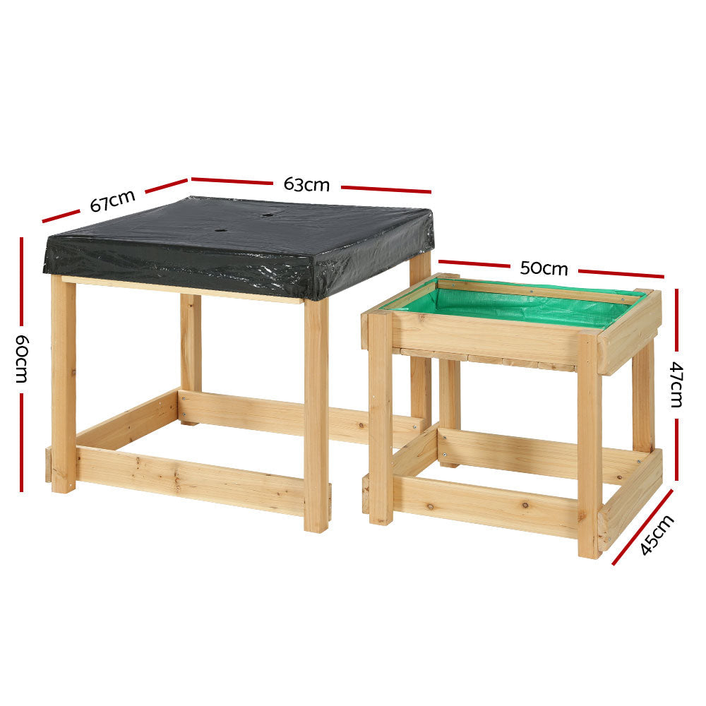 Kids Sandpit Sand and Water Wooden Table with Cover Outdoor Pit Toys Fast shipping On sale