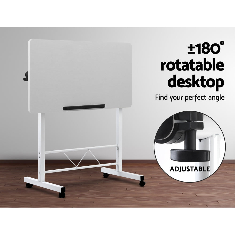 Portable Mobile Laptop Desk Notebook Computer Height Adjustable Table Sit Stand Study Office Work White Fast shipping On sale