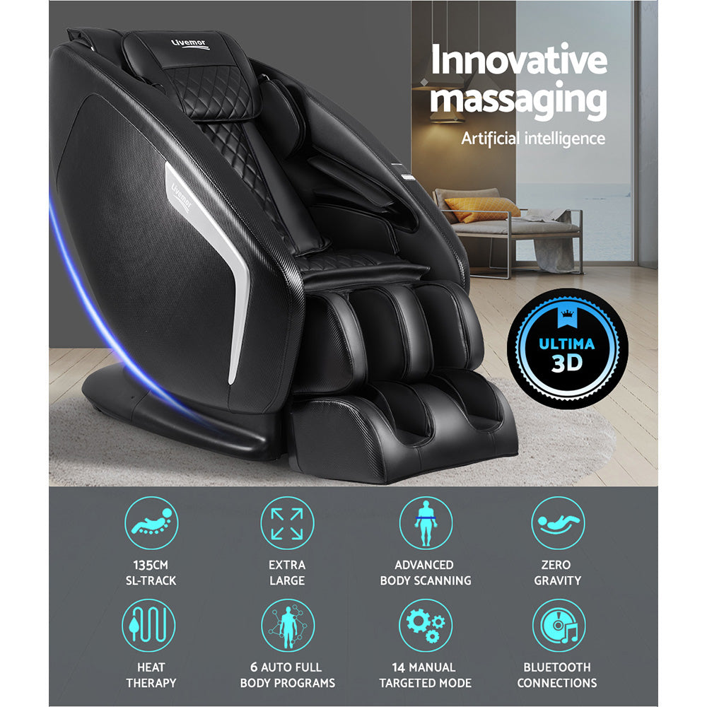 3D Electric Massage Chair Shiatsu SL Track Full Body 58 Air Bags Black Massager Fast shipping On sale