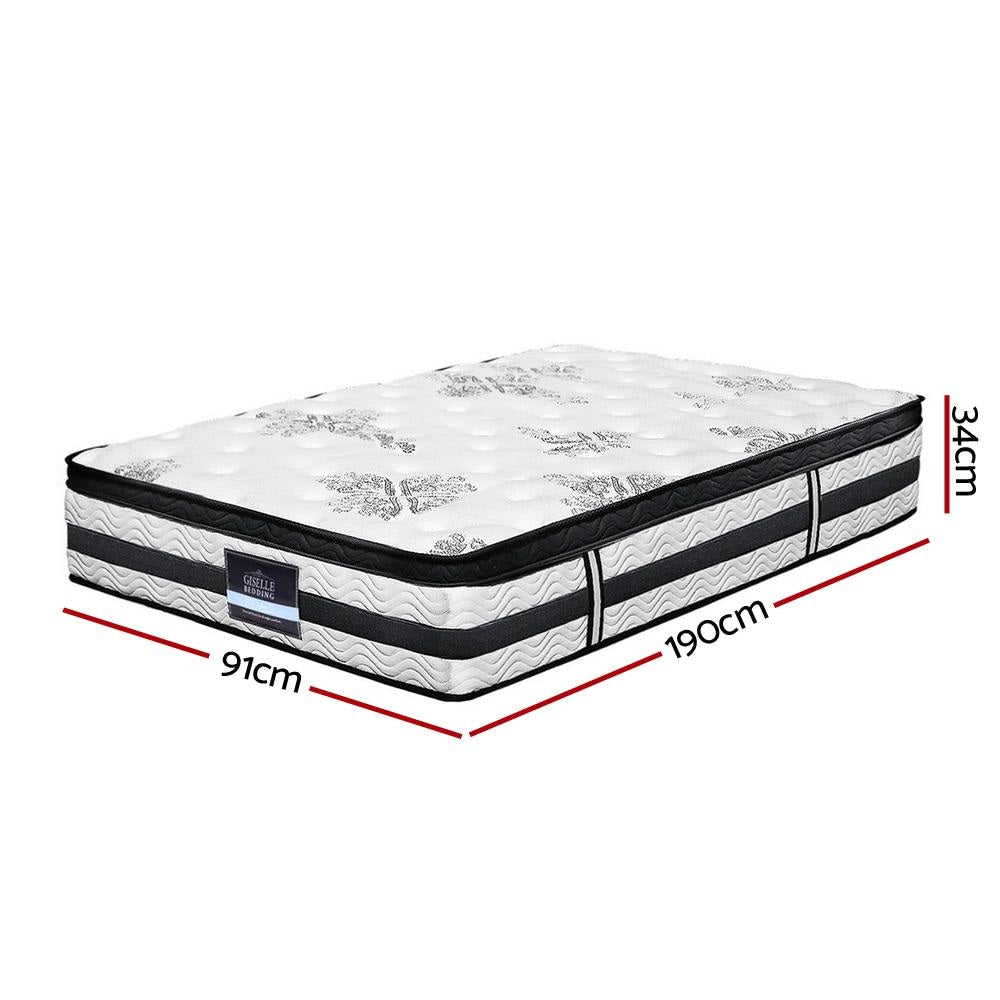 Bedding Algarve Euro Top Pocket Spring Mattress 34cm Thick – Single Fast shipping On sale