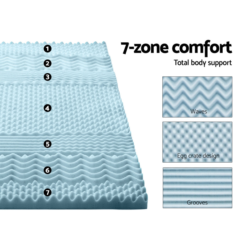 Bedding Cool Gel 7-zone Memory Foam Mattress Topper w/Bamboo Cover 5cm - Single