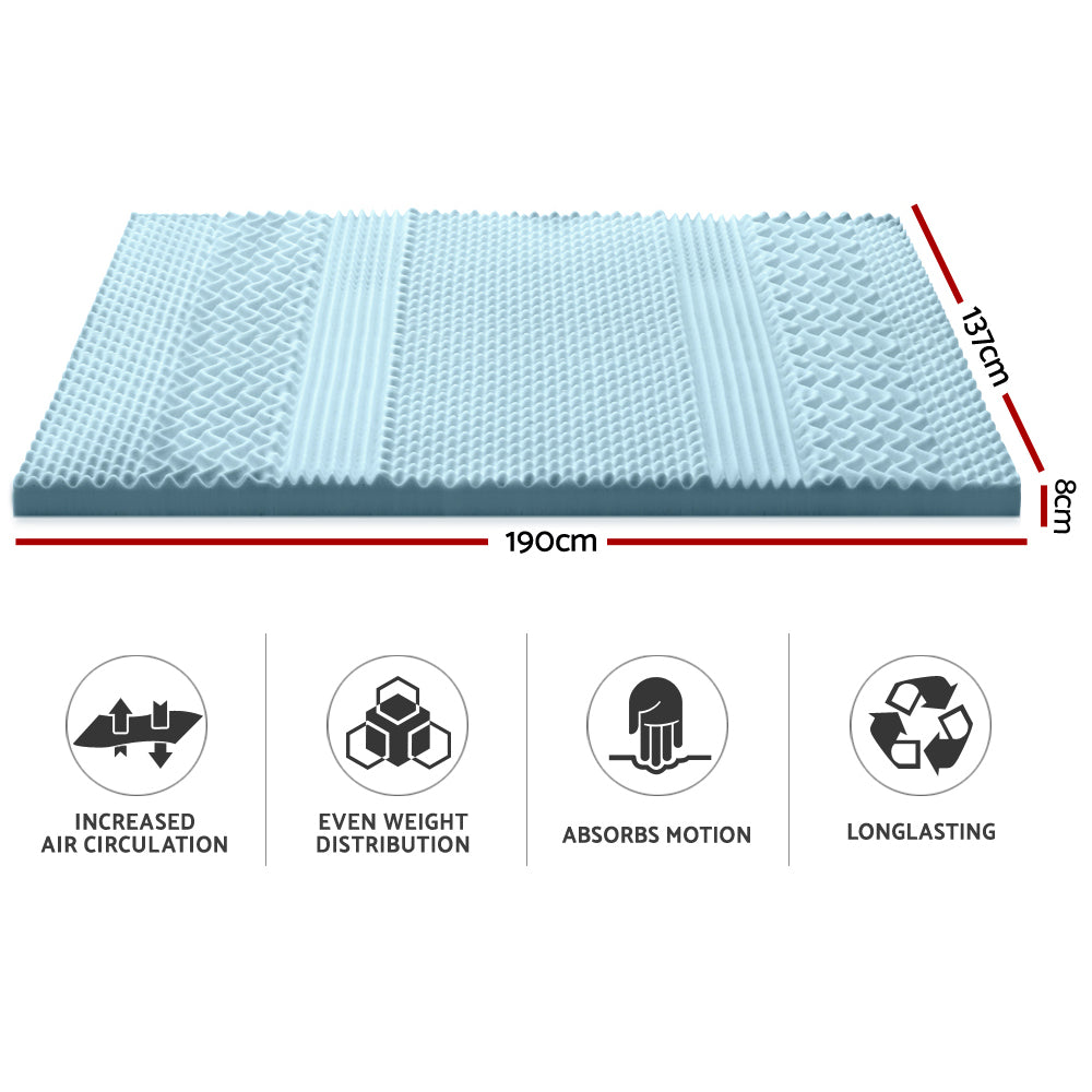 Bedding Cool Gel 7 - zone Memory Foam Mattress Topper w/Bamboo Cover 8cm - Double Fast shipping On sale