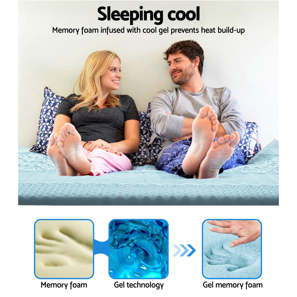 Bedding Cool Gel 7 - zone Memory Foam Mattress Topper w/Bamboo Cover 8cm - Double Fast shipping On sale